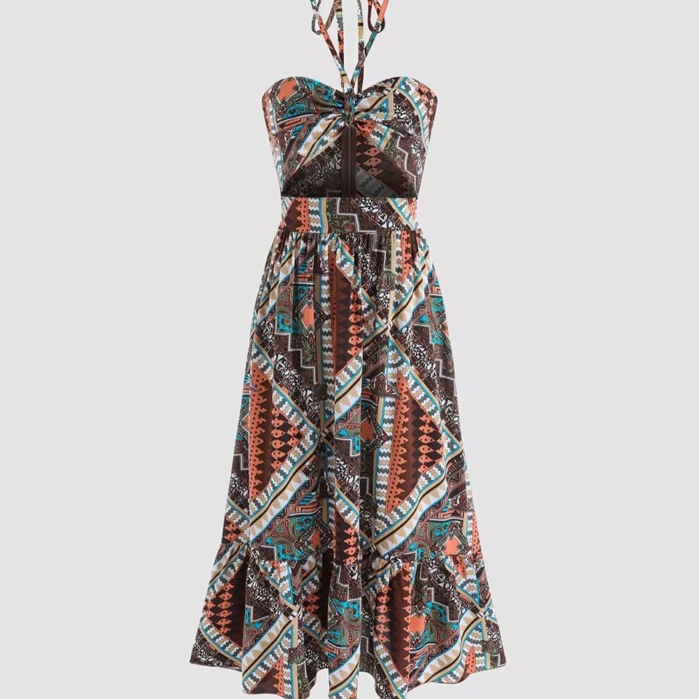 Paisley Maxi Halter Dress